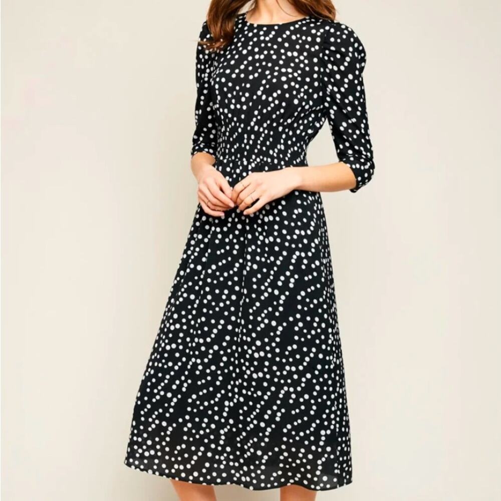 Polka Dot Black White Midi Dress Small Hayden LA NWT